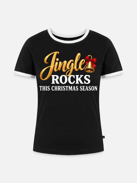Jingle Rocks Weihnachten Glöckchen lustig - Frauen Kontrast-T-Shirt - Schwarz/Weiß