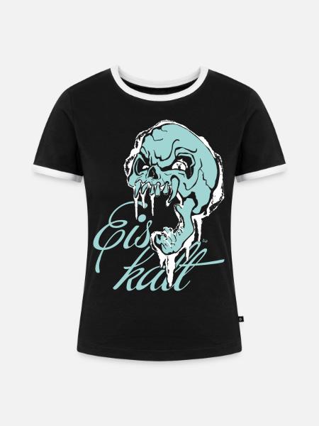 Skelett Eiskalt Blau - Frauen Kontrast-T-Shirt - Schwarz/Weiß