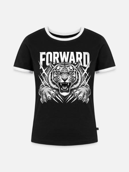 Brüllender Tiger mit Krallen - Frauen Kontrast-T-Shirt - Schwarz/Weiß