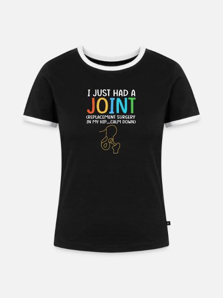 Hüfte Hüftgelenk Hüften - Frauen Kontrast-T-Shirt - Schwarz/Weiß
