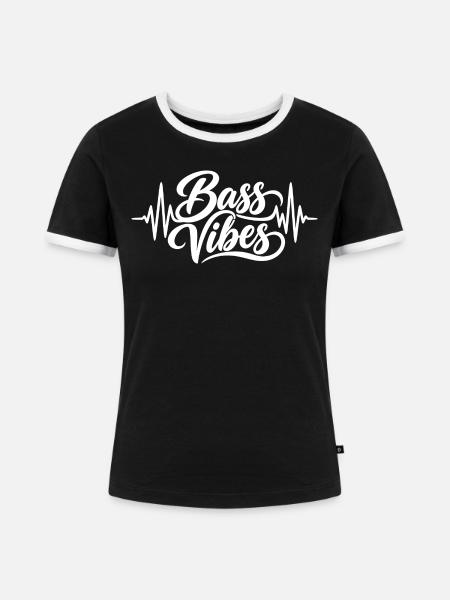 Bass Vibes Herzschlag - Frauen Kontrast-T-Shirt - Schwarz/Weiß