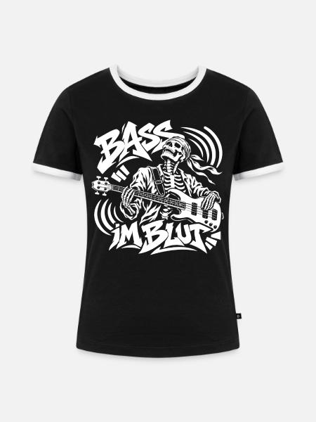 Bass im Blut - Frauen Kontrast-T-Shirt - Schwarz/Weiß
