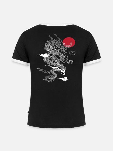 Japanischer Drachengeist - Frauen Kontrast-T-Shirt - Schwarz/Weiß