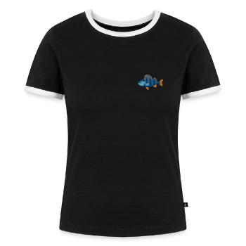 Perch embroidered - Women's Ringer T-Shirt - black/white - Front - Selfina (174cm)