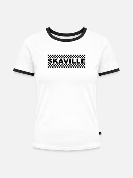 Skaville - Frauen Kontrast-T-Shirt - Weiß/Schwarz