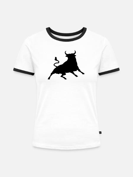 Stier - Frauen Kontrast-T-Shirt - Weiß/Schwarz