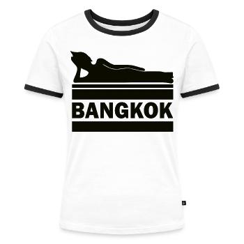 Bangkok Buddha Thailand Tempel Wat Pho Souvenir TH - Frauen Kontrast-T-Shirt - Weiß/Schwarz - Vorne - Selfina (174cm)