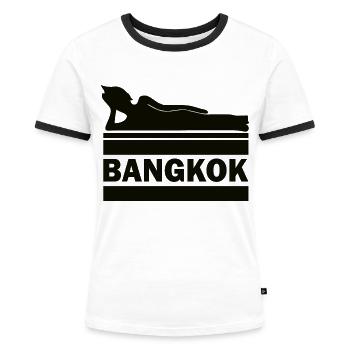 Bangkok Buddha Thailand Tempel Wat Pho Souvenir TH - Frauen Kontrast-T-Shirt - Weiß/Schwarz - Vorne - Selfina (174cm)