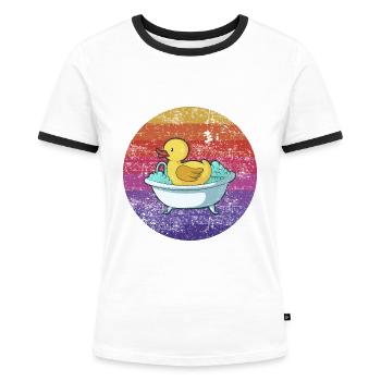 Badeente Badewanne Retro - Frauen Kontrast-T-Shirt - Weiß/Schwarz - Vorne - Selfina (174cm)