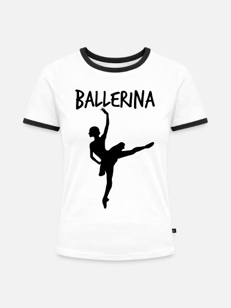 Ballerina Tänzerin - Frauen Kontrast-T-Shirt - Weiß/Schwarz