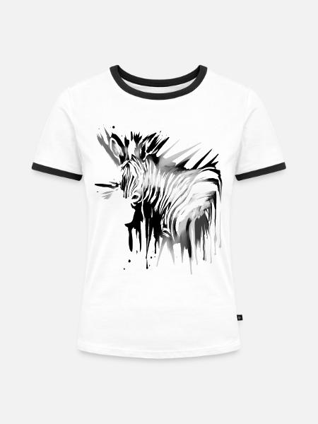 Zebra Schwarz Weiß Zebrastreifen - Frauen Kontrast-T-Shirt - Weiß/Schwarz