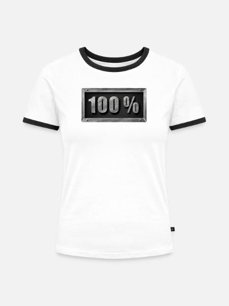 100 Prozent Metall-Design - Frauen Kontrast-T-Shirt - Weiß/Schwarz