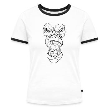 Wütender Gorilla Silberrücken - Frauen Kontrast-T-Shirt - Weiß/Schwarz - Vorne - Selfina (174cm)