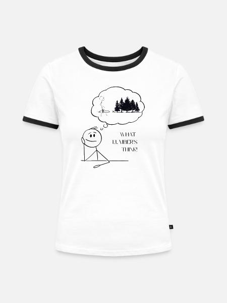 Holzfäller - Frauen Kontrast-T-Shirt - Weiß/Schwarz