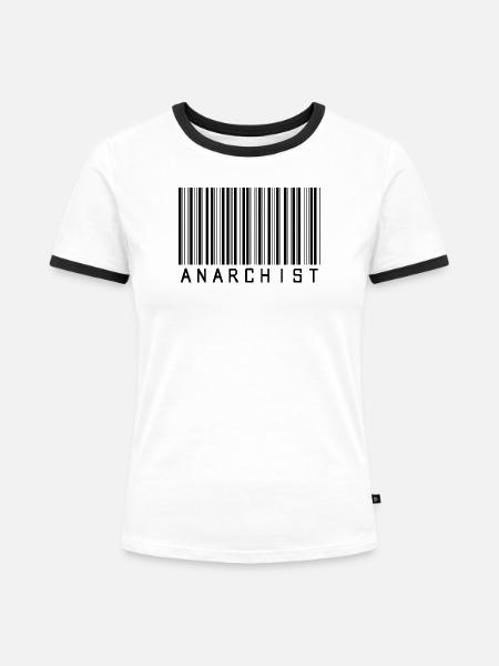 Anarchistischer Barcode - Frauen Kontrast-T-Shirt - Weiß/Schwarz
