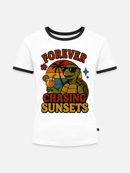 Forever chasing sunsets - Frauen Kontrast-T-Shirt - Weiß/Schwarz