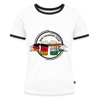 Prostfreudige Bierfreunde Indien - Frauen Kontrast-T-Shirt - Weiß/Schwarz - Vorne - Selfina (174cm)