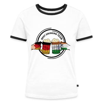 Prostfreudige Bierfreunde Indien - Frauen Kontrast-T-Shirt - Weiß/Schwarz - Vorne - Selfina (174cm)