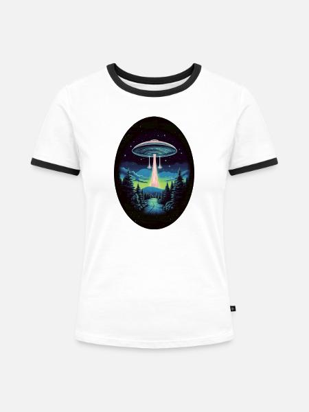 Aliens - Frauen Kontrast-T-Shirt - Weiß/Schwarz