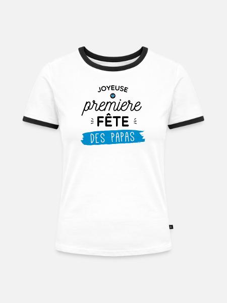 Erstes Fest der Väter - Frauen Kontrast-T-Shirt - Weiß/Schwarz
