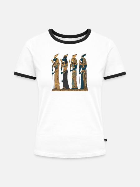 Pharaonisches Design 5 - Frauen Kontrast-T-Shirt - Weiß/Schwarz