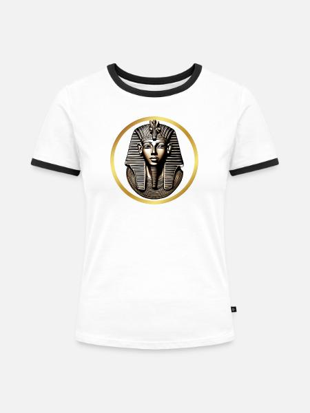 Pharaonisches Design 8 - Frauen Kontrast-T-Shirt - Weiß/Schwarz