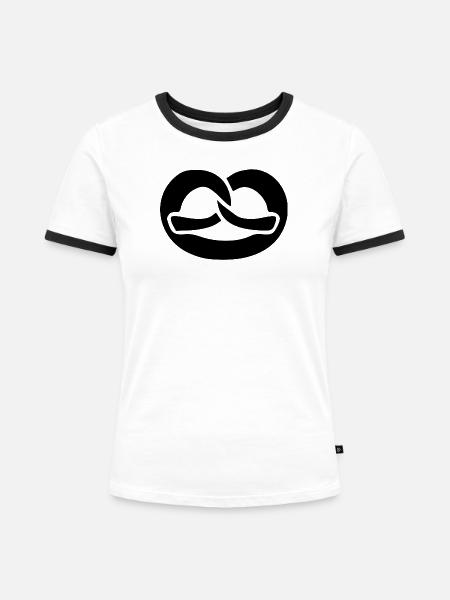 Brezel 4 - Frauen Kontrast-T-Shirt - Weiß/Schwarz