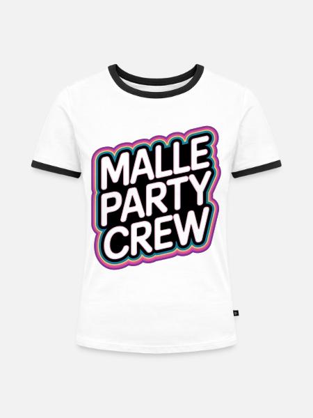 Malle Party Crew Mallorca - Frauen Kontrast-T-Shirt - Weiß/Schwarz