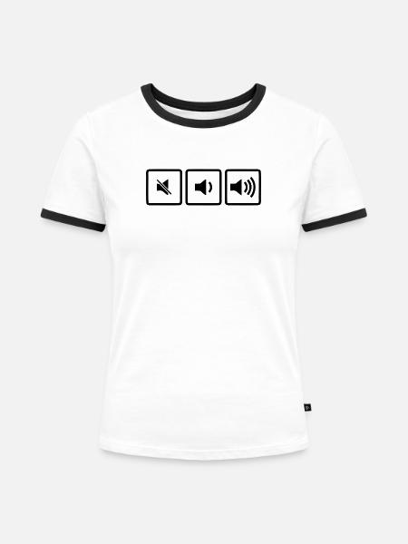 Lautstärke - Frauen Kontrast-T-Shirt - Weiß/Schwarz