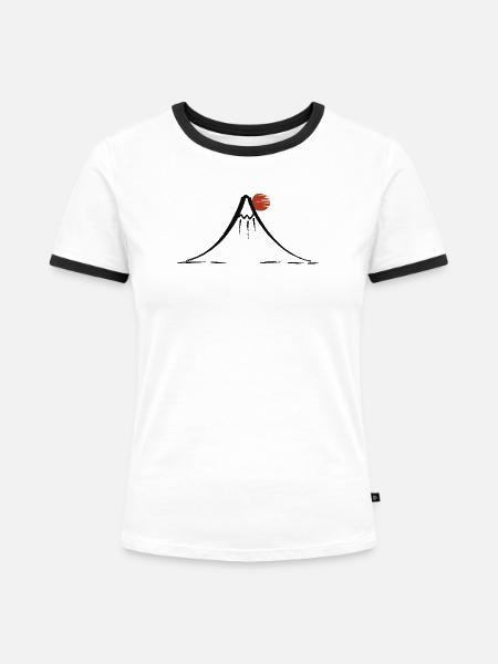 Mount Fuji - Frauen Kontrast-T-Shirt - Weiß/Schwarz