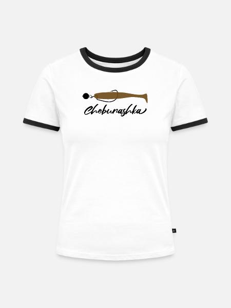 Cheburashka - Chebu Rig & Finesse Art - Frauen Kontrast-T-Shirt - Weiß/Schwarz