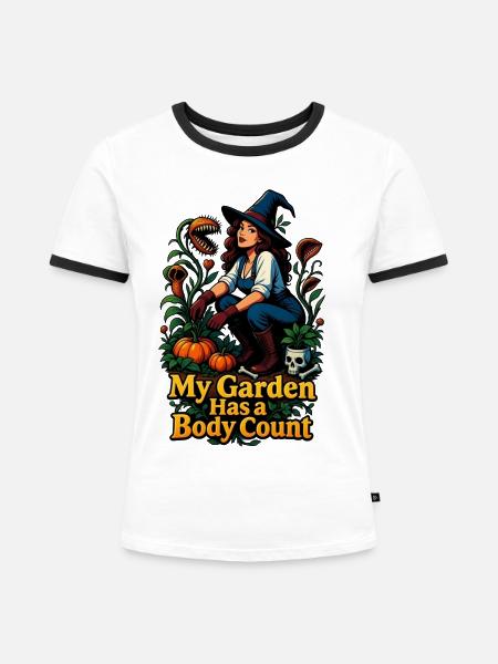 Hexengarten Body Count - Frauen Kontrast-T-Shirt - Weiß/Schwarz