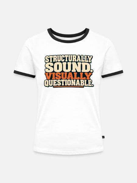 Strukturell solider Lifter - Frauen Kontrast-T-Shirt - Weiß/Schwarz