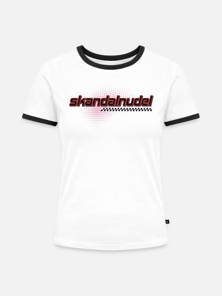 Skandalhudel Neon-Logo Retro - Frauen Kontrast-T-Shirt - Weiß/Schwarz