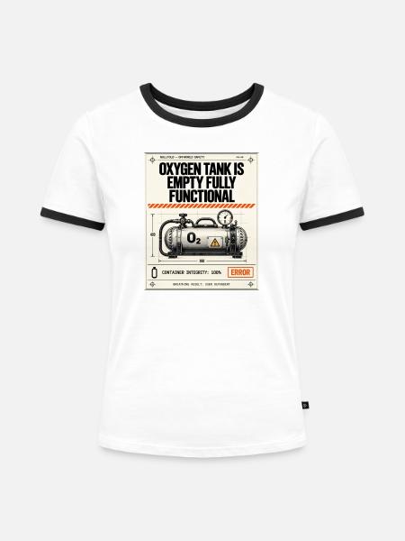 Leere Sauerstoffflasche - Frauen Kontrast-T-Shirt - Weiß/Schwarz