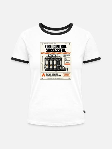 Erfolgreiche Feuerbekämpfung - Frauen Kontrast-T-Shirt - Weiß/Schwarz
