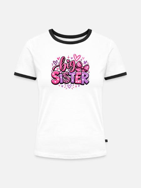Big Sister - Große Schwester - Geschwister - Frauen Kontrast-T-Shirt - Weiß/Schwarz