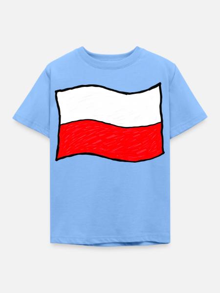 Handgezeichnete polnische Flagge - Kinder T-Shirt - Himmelblau