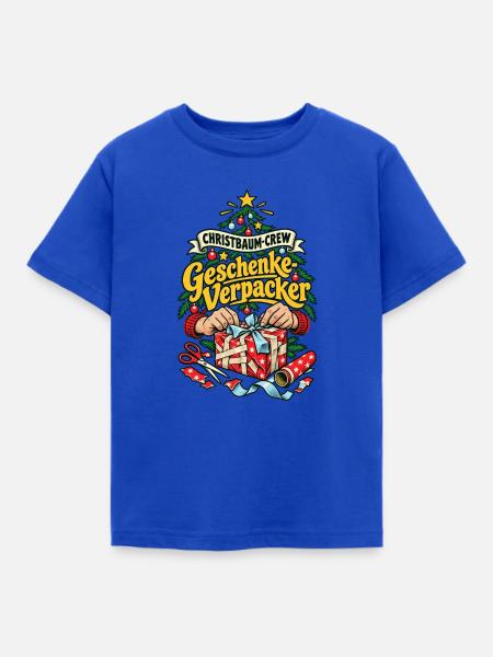 Christbaum-Crew Geschenke-Verpacker - Kinder T-Shirt - Royalblau