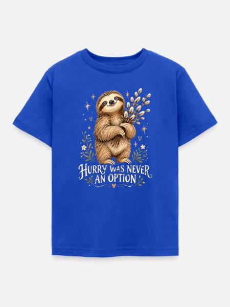 Faultierheld mit Zweigen - Kinder T-Shirt - Royalblau
