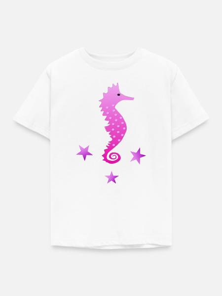 rosa Seepferdchen Wasserratte Schwimmabzeichen - Kinder T-Shirt - Weiß
