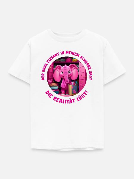 Rosa Elefant in meinem Schrank - Kinder T-Shirt - Weiß