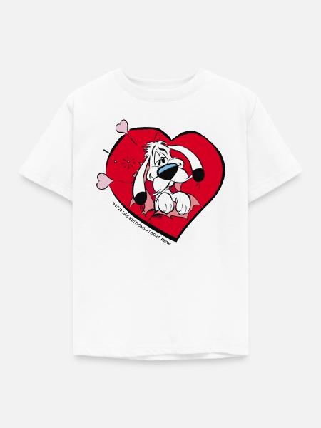 Asterix & Obelix - Idefix Mit Herz - Kinder T-Shirt - Weiß