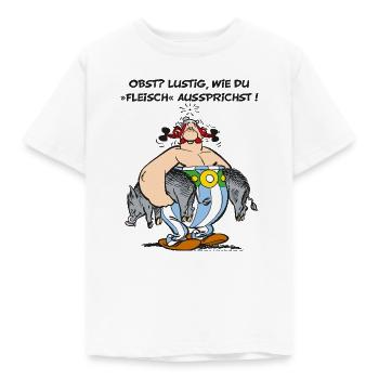 Obelix: Obst? Lustig wie du "Fleisch" aussprichst! - Kinder T-Shirt - Weiß - Vorne - AI Model Kid Male (0cm)