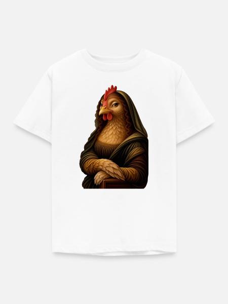 Mona Lisa als Huhn - Kinder T-Shirt - Weiß