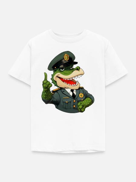 Krokodil Polizist - Kinder T-Shirt - Weiß