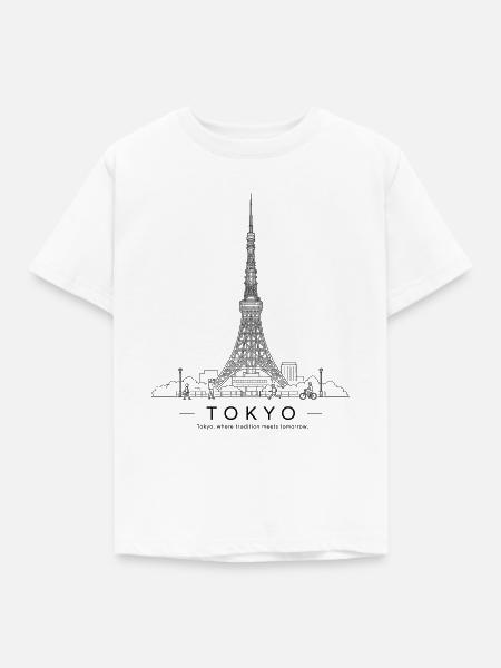 Tokyo Tower Line Art - Kinder T-Shirt - Weiß
