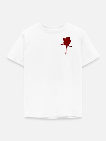Rote Rosen-Silhouette auf Stiel - Kinder T-Shirt - Weiß