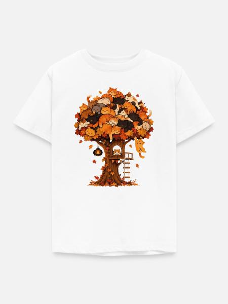 Katzenbaum Herbsttraum - Kinder T-Shirt - Weiß