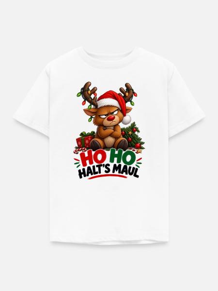 Grimmiges  Rentier - Kinder T-Shirt - Weiß